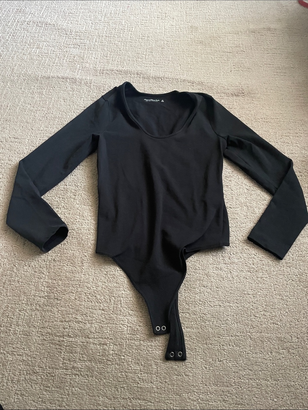 Express Black Long-Sleeve Scoop Neck Bodysuit